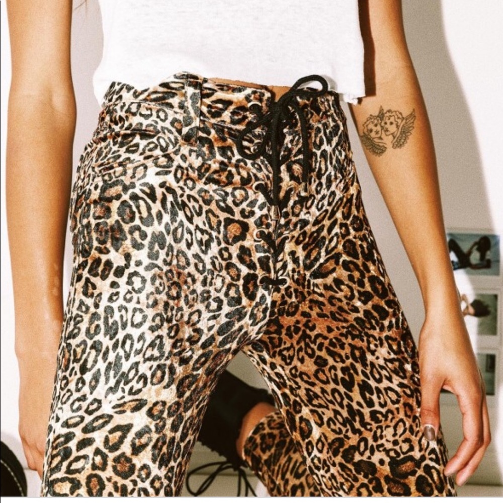 velvet leopard pants